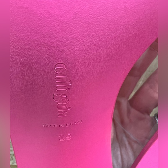 CULT GAIA Vita Vinyl Stacked Heel Mules In Blossom Pink Size 39 New - Picture 10 of 11